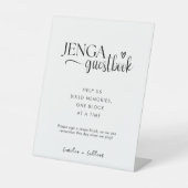 Elegante kalligrafie Jenga Gastenboek Trouwbord Reclamebord Met Voetstuk (Voorkant)