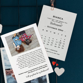 Elegante kalligrafie kalender bruidsmeisje voorste