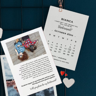 Elegante kalligrafie kalender bruidsmeisje voorste