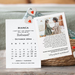 Elegante kalligrafie kalender bruidsmeisje voorste