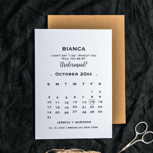 Elegante kalligrafie kalender bruidsmeisje voorste kaart