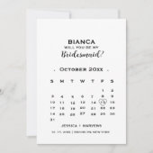 Elegante kalligrafie kalender bruidsmeisje voorste kaart (Voorkant)