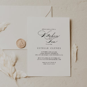 Elegante kalligrafie keuken thee Vrijgezellenfeest Kaart