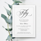 Elegante kalligrafie klassiek 50e verjaardagsfeest kaart