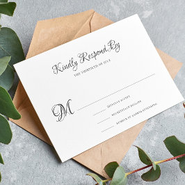 Elegante  kalligrafie klassiek formele bruiloft RSVP kaartje