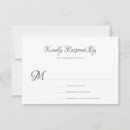 Elegante  kalligrafie klassiek formele bruiloft RSVP kaartje (Voorkant)