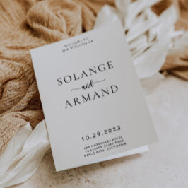 Elegante kalligrafie Klassiek gevouwen huwelijkspr Programma