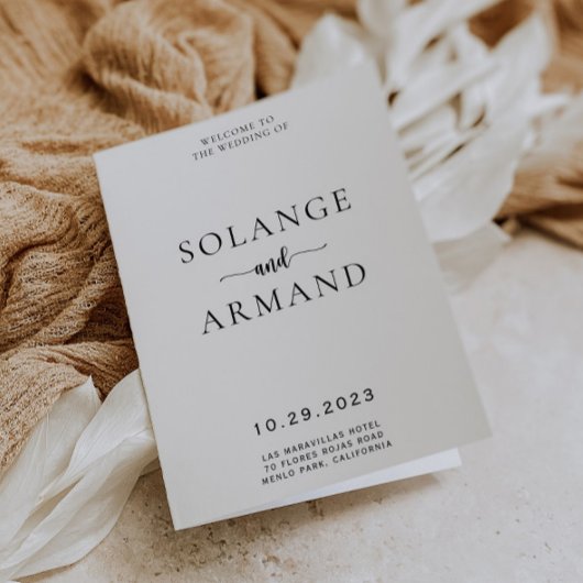 Elegante kalligrafie Klassiek gevouwen huwelijkspr Programma