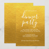 Elegante kalligrafie klassieke gouden dinerfeest kaart (Voorkant / Achterkant)
