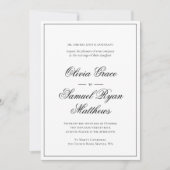 Elegante kalligrafie klassieke rand witte bruiloft kaart (Voorkant)