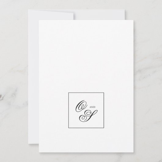 Elegante kalligrafie klassieke rand witte bruiloft kaart (Achterkant)