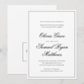 Elegante kalligrafie klassieke rand witte bruiloft kaart (Voorkant / Achterkant)