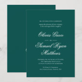 Elegante kalligrafie klassieke smaragd bruiloft kaart (Voorkant / Achterkant)