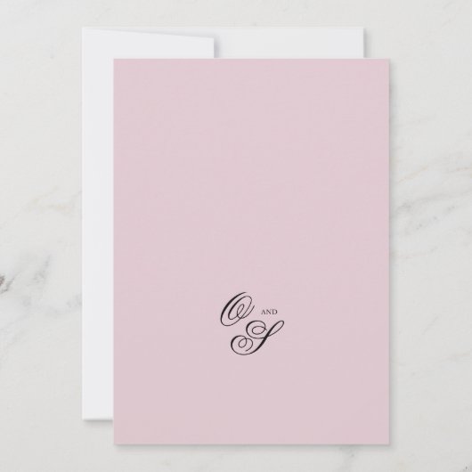 Elegante kalligrafie klassieke stoffige roze bruil kaart (Achterkant)