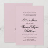 Elegante kalligrafie klassieke stoffige roze bruil kaart (Voorkant / Achterkant)