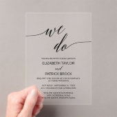 Elegante kalligrafie Klassieke unieke trouwkaart Acryl Uitnodigingen (Insitu (Draagbaar))