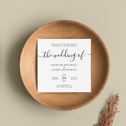 Elegante kalligrafie klassieke vierkante bruiloft kaart