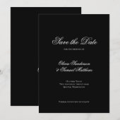 Elegante kalligrafie klassieke zwarte bruiloft save the date (Voorkant / Achterkant)