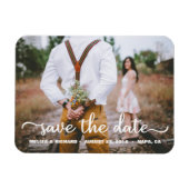 Elegante kalligrafie koppel foto save the date magneet (Horizontaal)