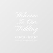 Elegante kalligrafie koppels namen bruiloft welkom raamsticker (Vel)