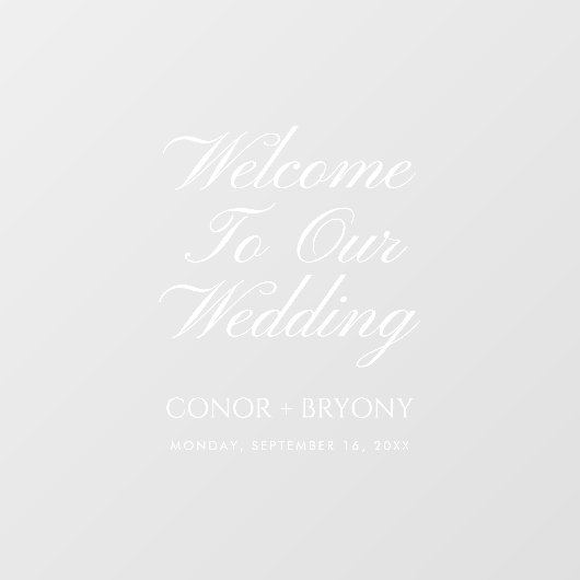 Elegante kalligrafie koppels namen bruiloft welkom raamsticker (Vel)