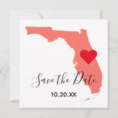 Elegante kalligrafie Koraal Florida Save the Date (Voorkant)
