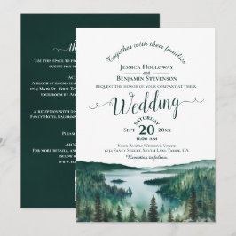 Elegante kalligrafie Lake Tahoe QR-code bruiloft Kaart