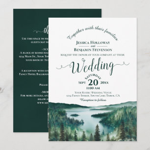 Elegante kalligrafie Lake Tahoe QR-code bruiloft Kaart