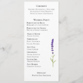Elegante kalligrafie Lavendel bloem bruiloft Programmakaart (Achterkant)