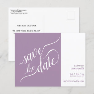 Elegante kalligrafie Lavendel Bruiloft Save the Da Aankondigingskaart