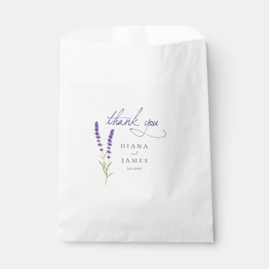 Elegante Kalligrafie lavendel Huwelijk bedankt Bedankzakje (Voorkant)