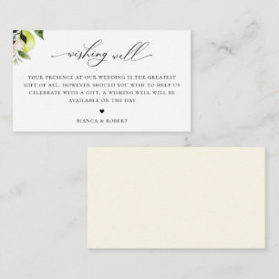 Elegante kalligrafie Lemon Wedding Wishing Well Informatiekaartje