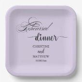 Elegante kalligrafie lichtpaarse repetitiediner papieren bordje (Voorkant)