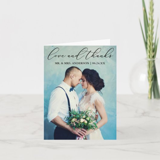 Elegante kalligrafie liefde Bedankt Fotonota (Voorkant)