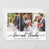 Elegante kalligrafie Liefde Dank Huwelijk 3 Foto Bedankkaart (Voorkant)
