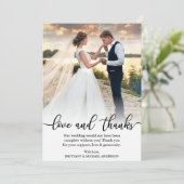 Elegante kalligrafie Liefde en Bedankt Trouwfoto Kaart (Staand voorkant)