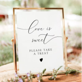 Elegante kalligrafie Liefde is zoete dessert tafel Poster