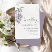 Elegante kalligrafie Lila Waterverf Bloemen Kaart