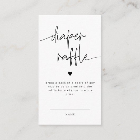 Elegante Kalligrafie Luier Raffle kaart Baby showe (Voorkant)