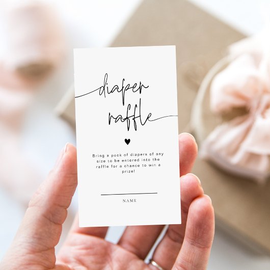 Elegante Kalligrafie Luier Raffle kaart Baby showe