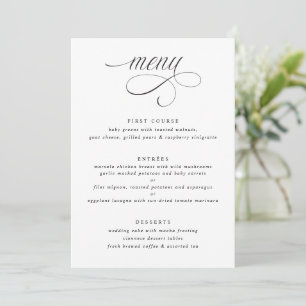 Elegante kalligrafie luxe trouwmenu menu