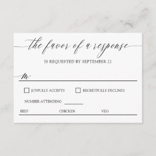 Elegante kalligrafie maaltijdkeuzes trouw-RSVP RSVP Kaartje