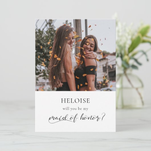 Elegante kalligrafie Maid of eer voorstel kaart (Staand voorkant)