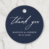 Elegante kalligrafie marine bruiloft dank u bedankjes labels (Voorkant)