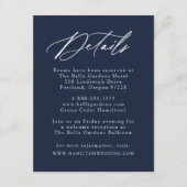 Elegante kalligrafie marine bruiloft details informatiekaartje (Voorkant)