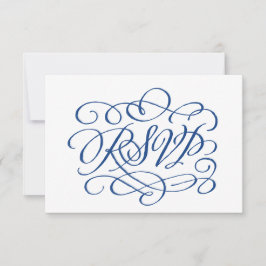 Elegante kalligrafie Marseille Blue Maaltijd keuze RSVP Kaartje