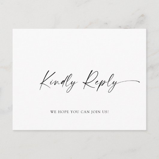 Elegante kalligrafie Menu Keuze Bruiloft RSVP (Voorkant)