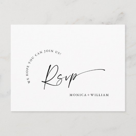 Elegante kalligrafie Menu Keuze Bruiloft RSVP (Voorkant)