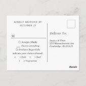Elegante kalligrafie Menu Keuze Bruiloft RSVP (Achterkant)