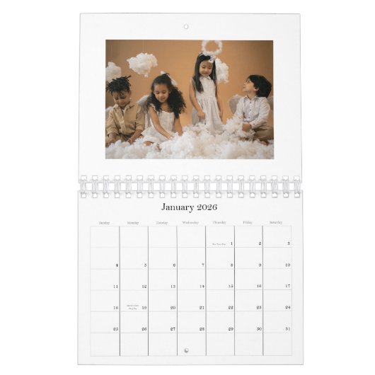 Elegante kalligrafie met de hand geschilderd kerst kalender (Jan 2026)